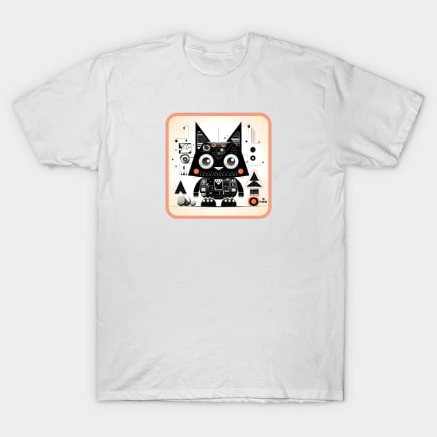 Tribal Robot Cat T-Shirt by Polyshirt